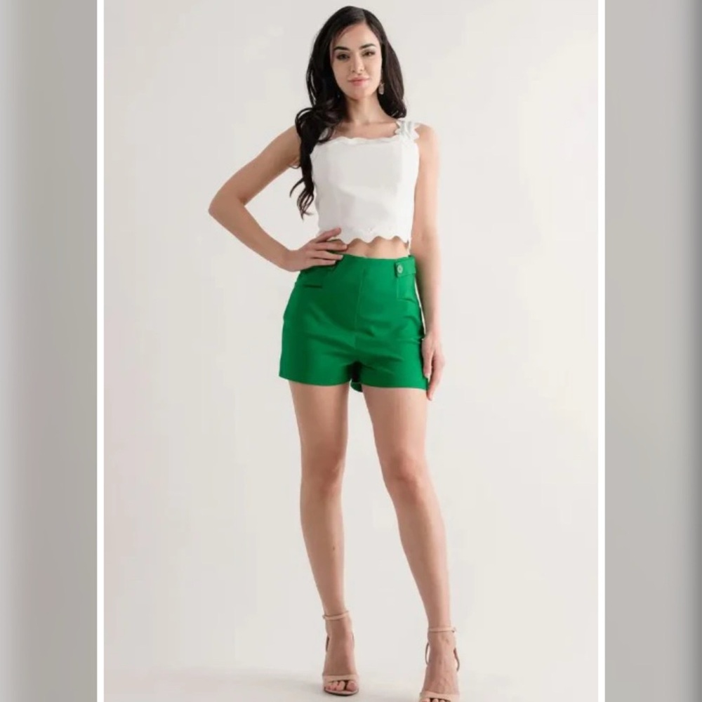 High Rise Kelly Green Shorts